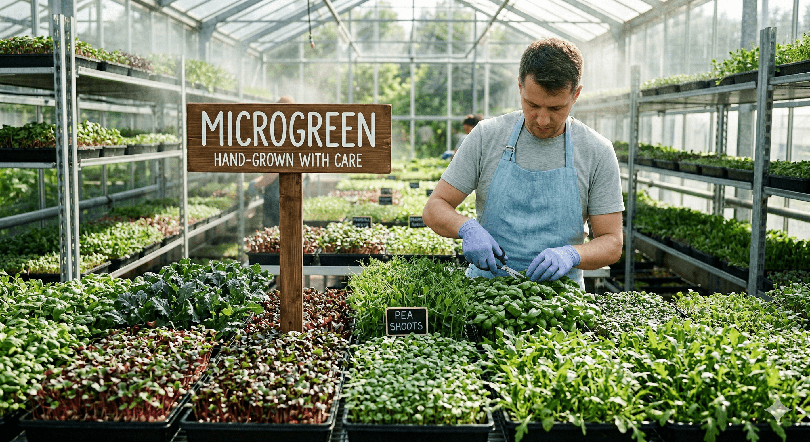 Indoor microgreens farm trays
