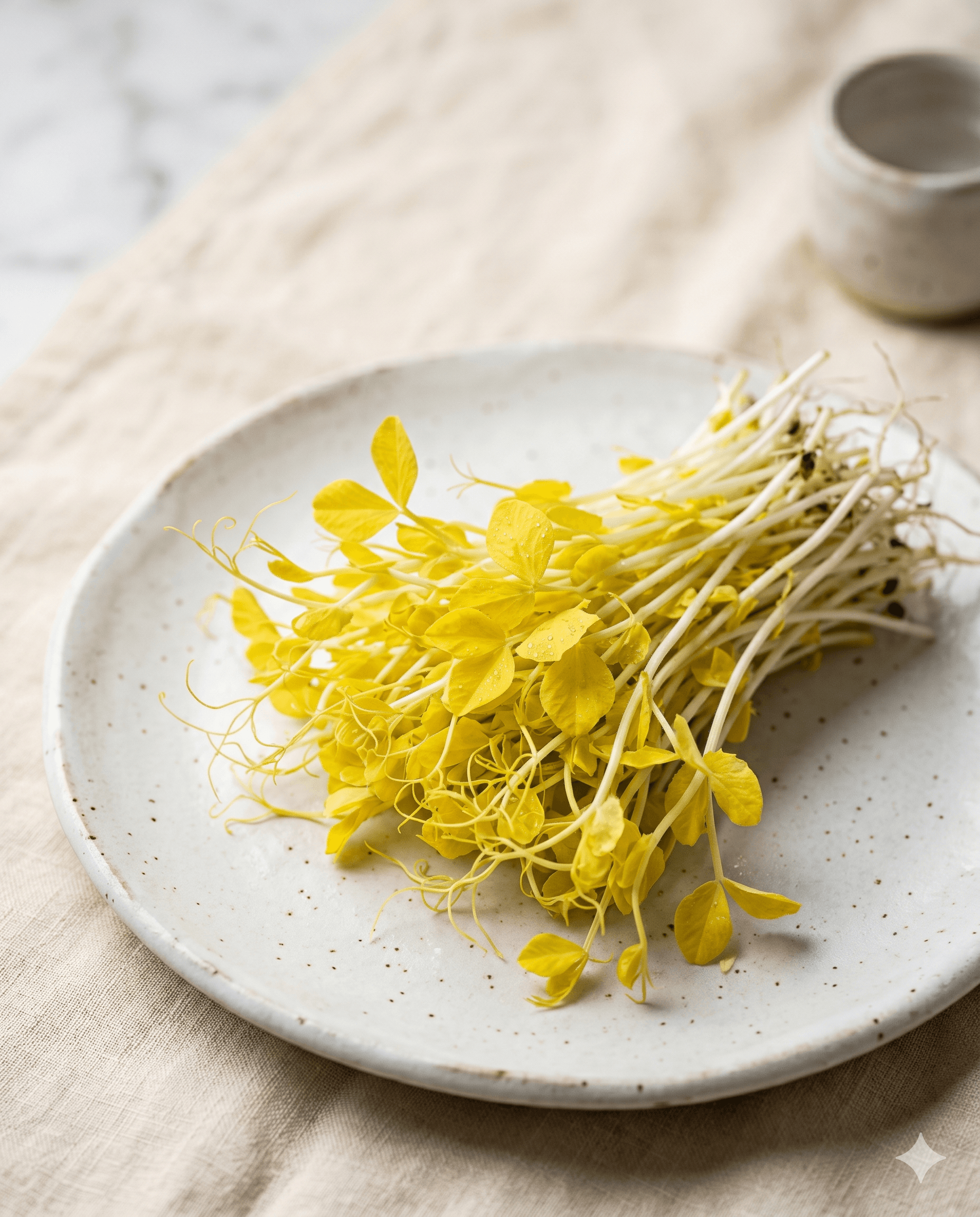 Gold Pea Shoots microgreens — fresh close-up