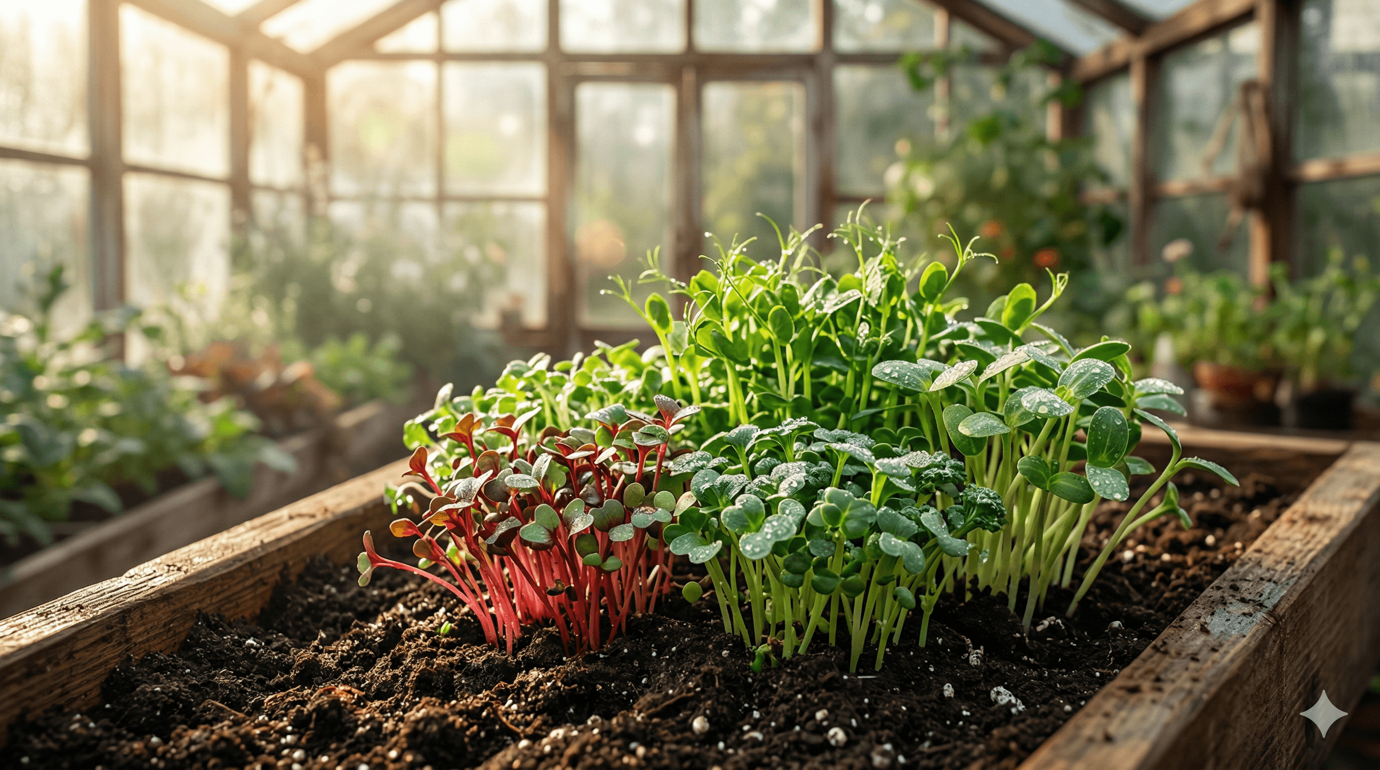 Fresh microgreens tray close-up