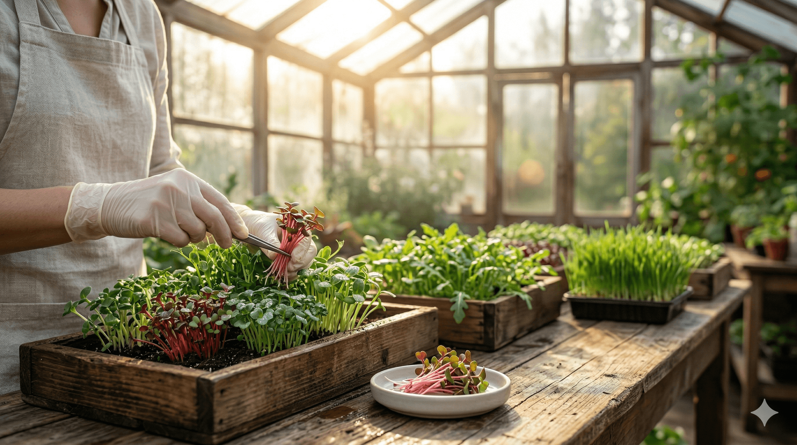 Microgreens tray close-up